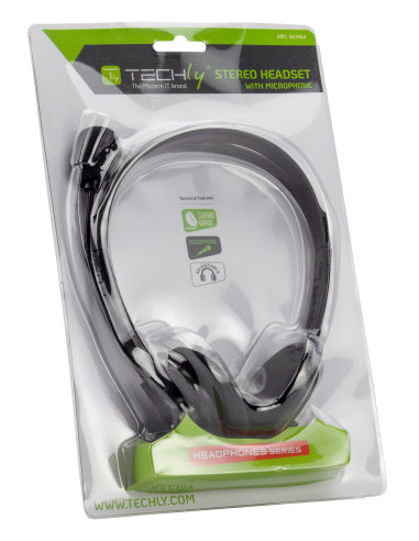 Techly Cuffia Stereo con Microfono Nero
