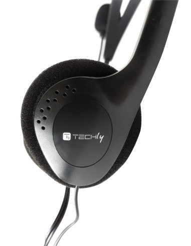 Techly Cuffia Stereo con Microfono Nero