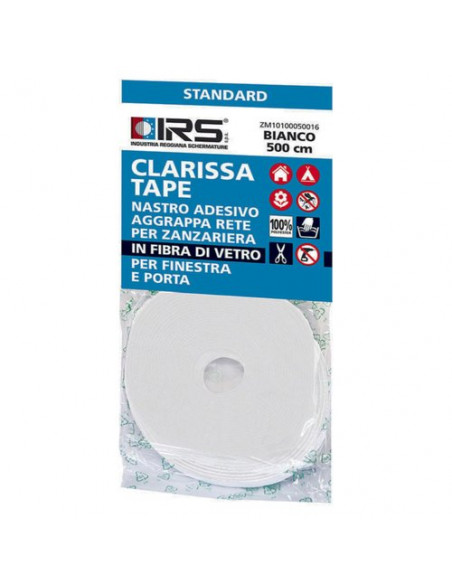 IRS Nastro adesivo zanzariere Attacca e Stacca CLARISSA Bianco 5000 x 8 mm