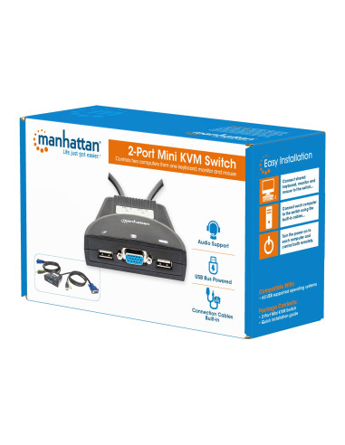 Mini KVM Switch 2 Porte USB con Audio