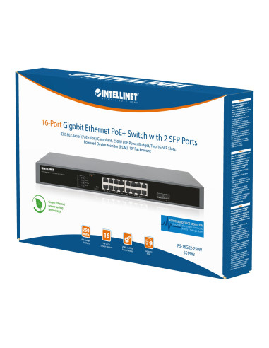 Gigabit Ethernet Switch PoE+ 16 porte...