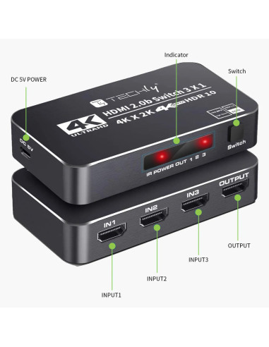 Switch HDMI 2.0b 3in 1out 4K HDR...