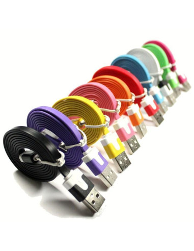 Cavo Flat USB AM a Micro USB M Rosa 1m