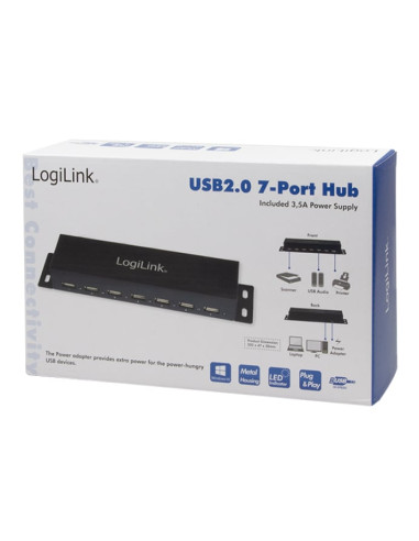Hub USB 2.0 7 Porte con Case Metallico