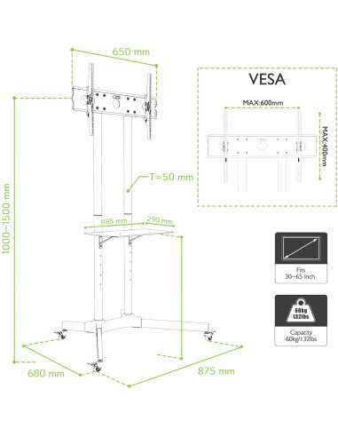 Carrello Supporto Pavimento Porta TV...
