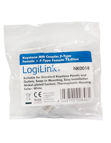 Adattatore Keystone BNC 75 Ohm F/F Nero