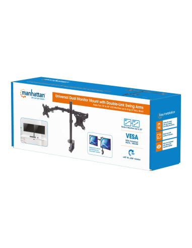 Supporto da Scrivania per 2 Monitor 13-32'' con Morsetto