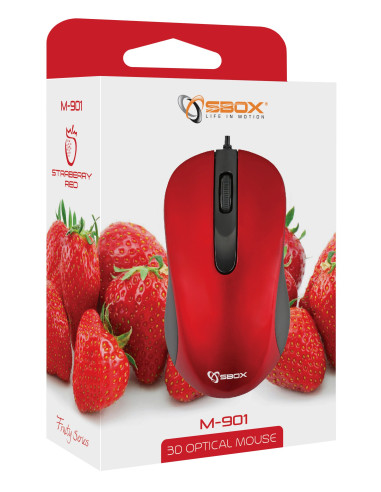 Mouse Ottico USB 1000 Dpi 3D Rosso,...