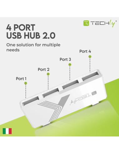 Mini Hub USB Hi Speed 4 Porte Bianco