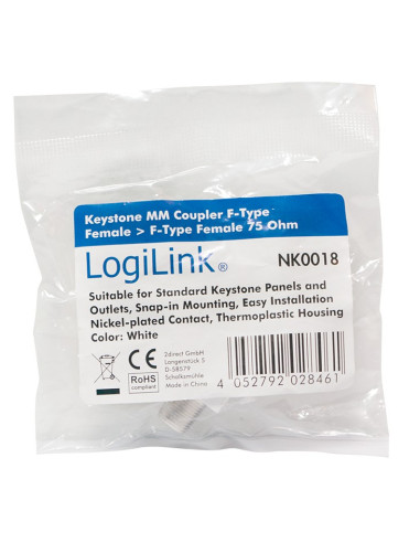 Adattatore Keystone BNC 75 Ohm F/F Nero