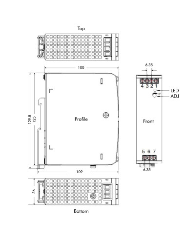 Alimentatore su Guida DIN 48V 2,5A 120W