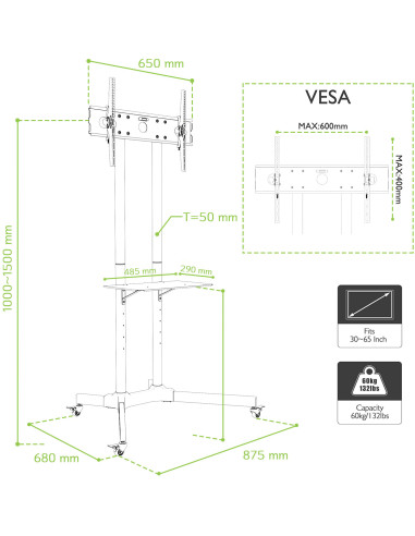 Carrello Supporto Pavimento Porta TV...