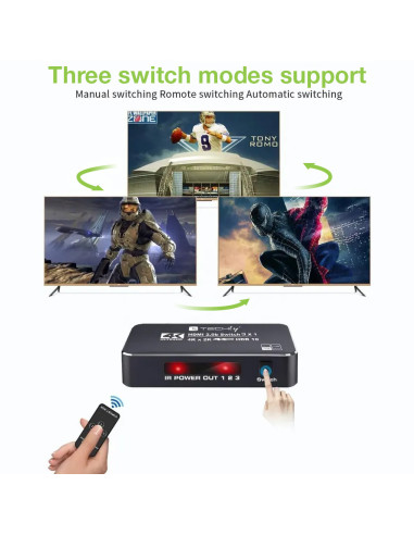 Switch HDMI 2.0b 3in 1out 4K HDR...