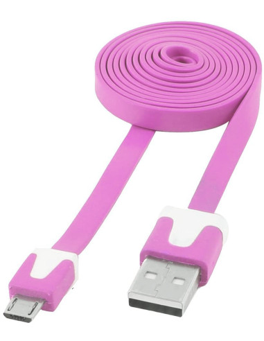 Cavo Flat USB AM a Micro USB M Rosa 1m