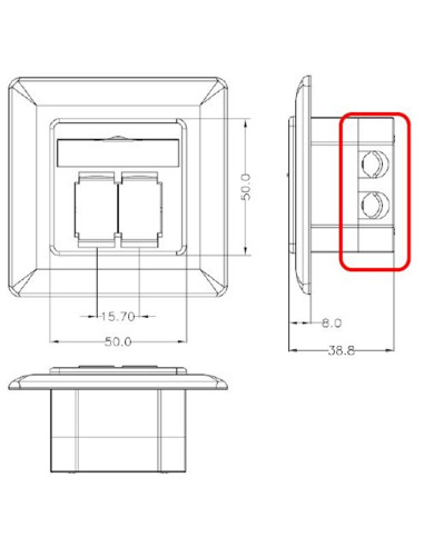 Presa a Muro Esterna 2xRJ45 Cat.6A...