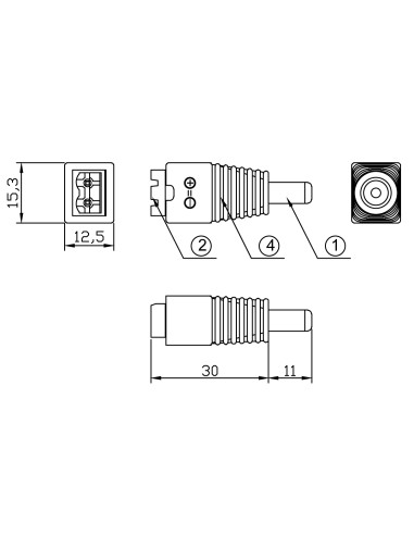 Adattatore Plug DC 2.5x5.5 mm Maschio...
