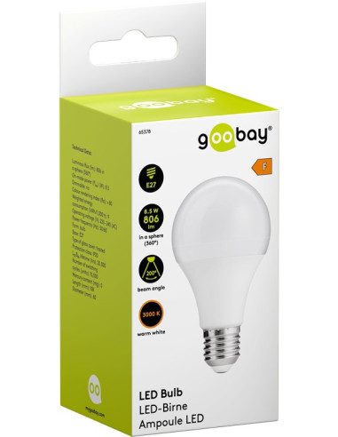 Lampadina LED E27 Bianco Caldo 8.5W...