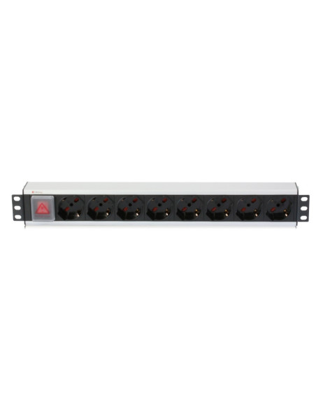 Techly I-CASE STRIP-18A3 unità di distribuzione dell'energia (PDU) 8 presa(e) AC 1.5U Nero