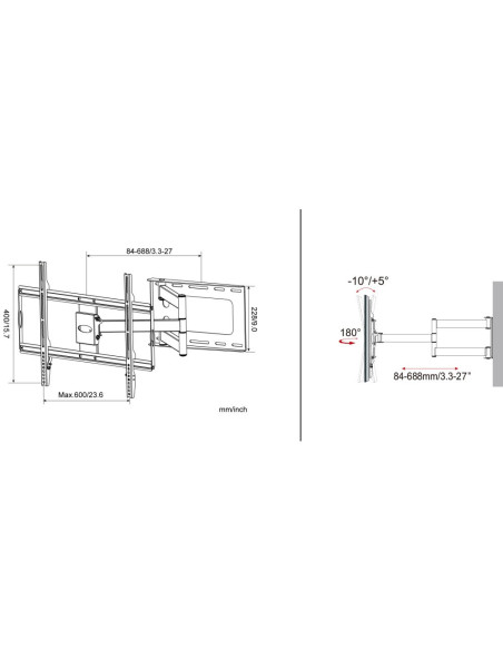 Techly Supporto a Muro Slim per TV LED LCD 32-70" Nero