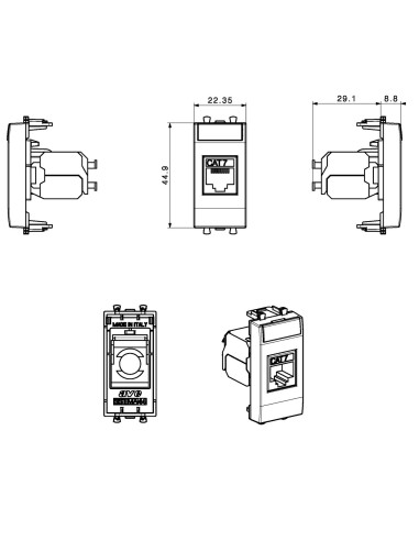 Domus S44 Presa RJ45 Cat.7 FTP Bianco...