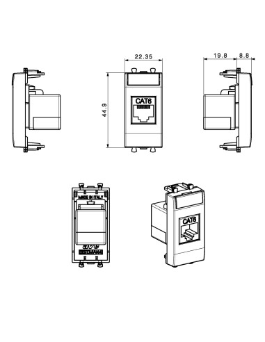 Domus S44 Presa RJ45 Cat.6 UTP Bianco...