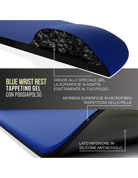 Tappetino con Cuscinetto Poggiapolso in Gel Blu