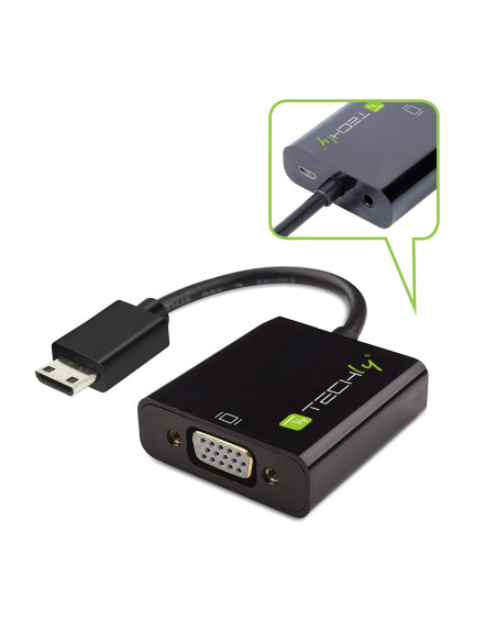 Cavo Convertitore Adattatore da HDMI&trade mini C a VGA con Micro USB e Audio