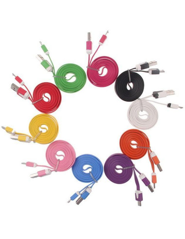 Cavo Flat USB AM a Micro USB M Rosa 1m
