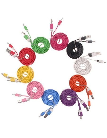 Cavo Flat USB AM a Micro USB M Rosa 1m
