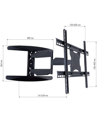 Supporto a Muro Ultra Slim per TV LED LCD 40-65'' Full Motion Nero