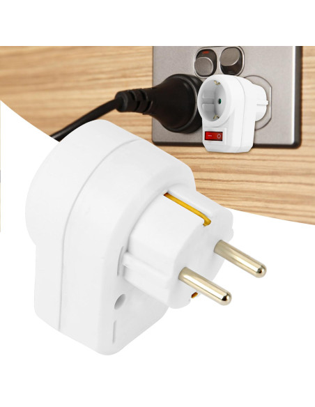 Adattatore con Presa Schuko CEE 7/4 con Interruttore Bianco