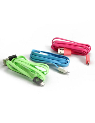 Cavo Flat USB AM a Micro USB M 1m Azzurro / Bianco