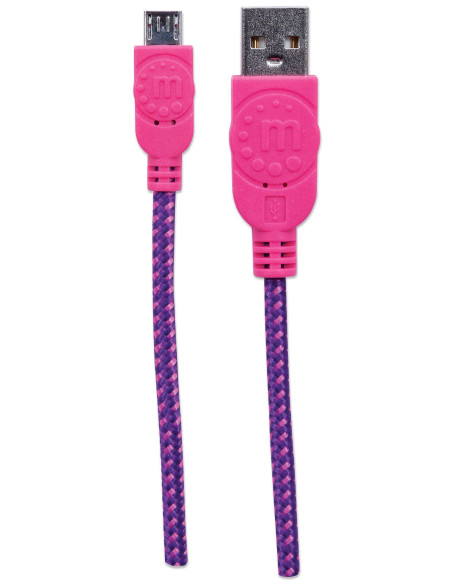 Cavo Micro USB Guaina Intrecciata USB/MicroUsb 1.8m Viola/Fucsia