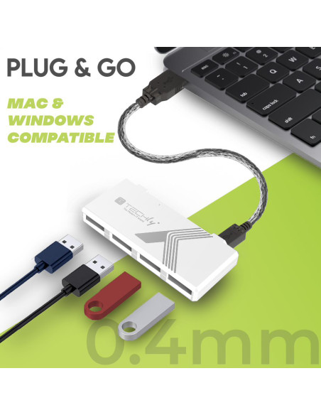 Mini Hub USB Hi Speed 4 Porte Bianco