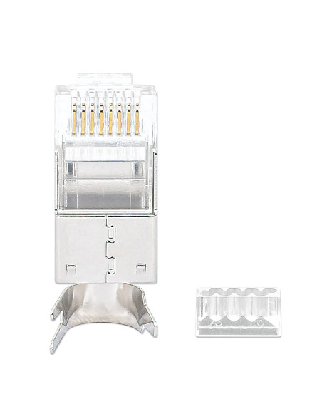 Confezione 50 Plug RJ45 STP per Cavo Rigido Flessibile Cat.6A STP