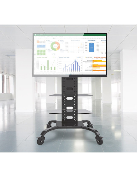 Supporto a Pavimento con 2 Mensole Trolley TV LCD/LED/Plasma 32-70''