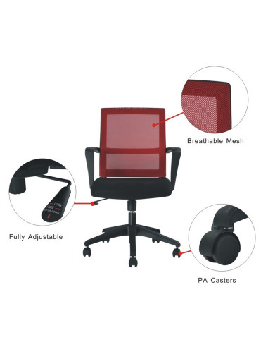 Sedia per Ufficio con Schienale Medio Nero/Bordeaux
