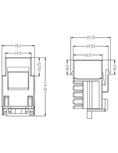 Frutto Keystone RJ45 Cat.6 UTP IDC 90&deg Nero