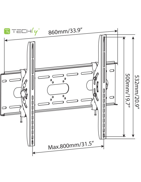 Supporto a Muro Inclinabile per TV LED LCD 42-80'' Nero
