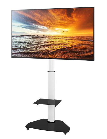 Supporto a Pavimento con Mensola Trolley TV LCD/LED/Plasma 37-70'' Bianco