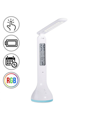 Lampada a LED da Tavolo Ricaricabile con Calendario e Orologio