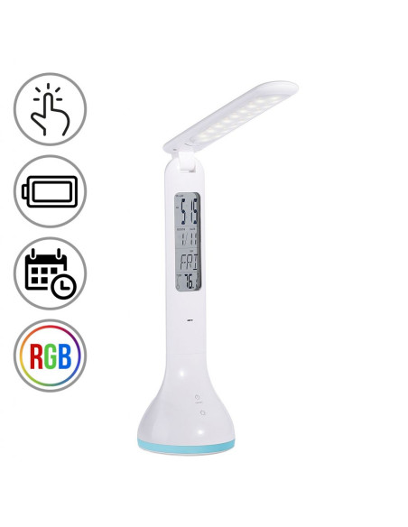 Lampada a LED da Tavolo Ricaricabile con Calendario e Orologio