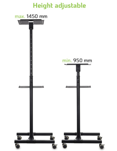 Carrello per Proiettore Notebook Regolabile con Mensola