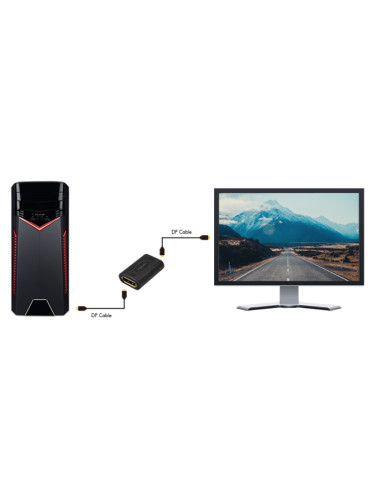 Extender Ripetitore DisplayPort DP F a DP F UHD 8K@60Hz Nero