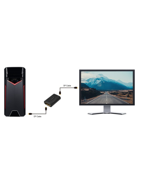 Extender Ripetitore DisplayPort DP F a DP F UHD 8K@60Hz Nero
