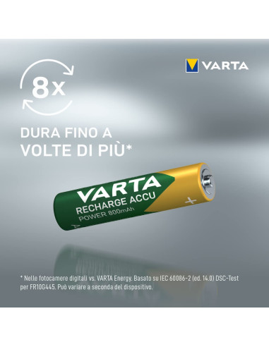 Blister 4 Batterie Ricaricabili Mini Stilo AAA 800 mAh