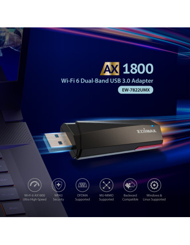 Adattatore AX1800 Wi-Fi 6 Dual-Band USB 3.0