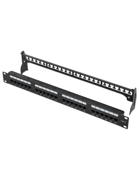 Pannello Patch UTP 24 Posti RJ45 Cat.6 con Barra Gestione Cavi
