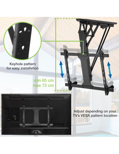 Supporto TV da Soffitto Inclinabile Motorizzato Integrazione Smart Home per TV da 32 a 70''