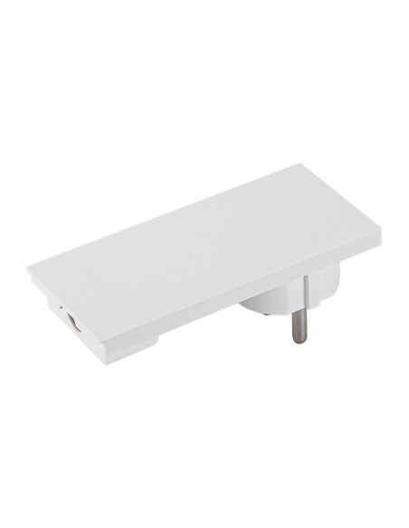 Spina Schuko 16A 2P+T Salvaspazio Super Sottile Smontabile Angolata Bianco